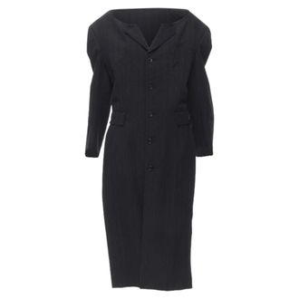 Comme Des Gar&ccedil;ons Comme des Garcons pinstripe frayed cut collar boxy coat