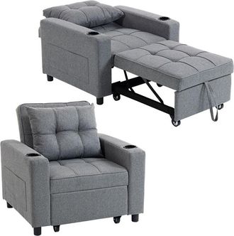 HOMCOM 3-in-1 Sofa Bed, Convertible Sleeper Chair with Adjustable Backrest