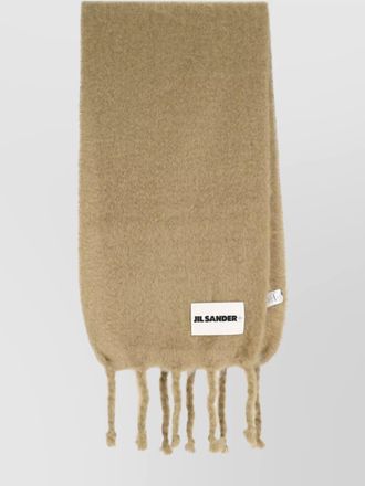 Jil Sander mohair blend fringed scarf