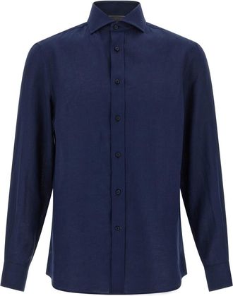 Brunello Cucinelli Blue Linen Shirt