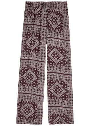 Veronica Beard Sylvester Printed Cotton-blend Trousers - Burgundy - S (UK8-10 / S)