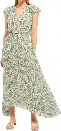 Misa Mariposa Ruffle Sleeve Maxi Dress In Azure Floral