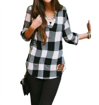 Gameday Couture Oklahoma State University Plaid Tunic In Black/white