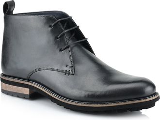 Silver Street London Mens Ludgate Leather Fashionable Chukka Boot, Black, 10