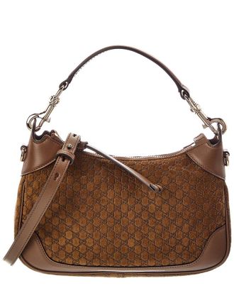 Gucci Gg Small Suede & Leather Shoulder Bag