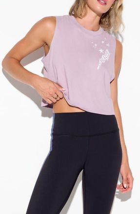 Spiritual Gangster Namaste Bolt Crop Cotton Graphic Tank in Orchid Moon at Nordstrom, Size X-Large
