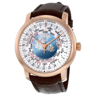 Vacheron Constantin Pre-owned Vacheron Constantin Traditionnelle GMT Silver (Lambert Projection world map) Dial Mens Watch 86060000R-9640