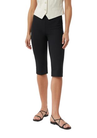 Comma Caprileggings COMMA, Damen, Gr. 34, N-Gr, schwarz, Web, Obermaterial: 88% Polyamid, 12% Elasthan, unifarben, eng kniebedeckend, Hosen Caprileggings