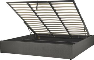 Beliani Cama Con Somier De Poli&eacute;ster Gris Oscuro 180 X 200 Cm Sin Cabecero Almacenaje Dinan