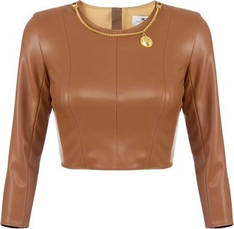 Elisabetta Franchi crew-neck top - Brown