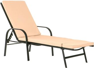 Harbour Housewares Sussex Sun Lounger & Cushion Set Black/Beige