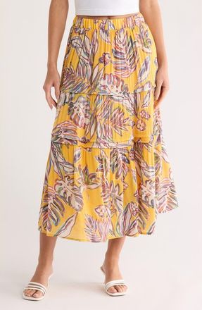 Nanette Lepore Printed Tiered Skirt in Sunshine at Nordstrom Rack, Size X-Large