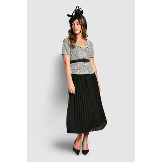Coast Tweed Bodice Pleated Skirt Dress in Mono at Nordstrom, Size 12