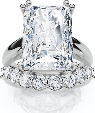 Pompeii3 Certified 8Ct Radiant Cut Diamond Engagement Ring Set 14k Gold Lab Grown