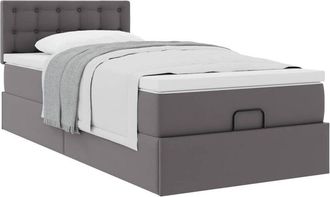 vidaXL Cama Otomana Colch&oacute;n Cuero Sint&eacute;tico Gris 90x200 Cm Vidaxl