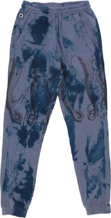 Octopus Fleece Trainingsbroek met Octopus Print - Heren - Sweatpants - Blauw - L - Katoen - Broeken
