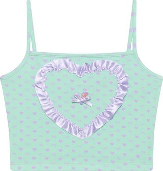 GCDS Polly Pocket All Over Slim Top - Dames - Tops zonder mouwen - Groen - L - Katoen - Tops