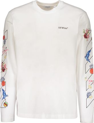 Off-white Long-sleeve T-shirt With Decorations