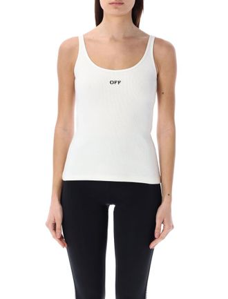 Off-white White Logo Round Neck Top