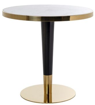 Richmond Interiors Runder Design Bistrotisch Can Roca aus Edelstahl und Kunstmarmor &oslash; 80 cm