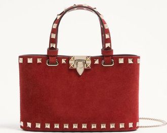 Valentino Garavani Mini borsa shopping Rockstud in Suede Donna ROSSO UNI