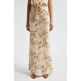 L'agence Zeta Paisley Satin Maxi Skirt in Ivory Multi Boute Paisley at Nordstrom Rack, Size Xx-Small