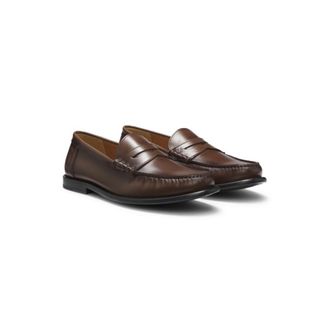 BOSS Leather moccasins with penny trim