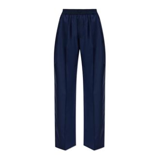 Kenzo Wide Trousers, female, Blue, Size: XS Wool Wide-Leg Trousers