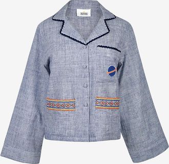 Monoki Meliertes besticktes Baumwollhemd Pongo