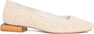Sarah Chofakian crochet square-toe ballet flats - women - Nappa Leather/Cotton/Leather - 39 - Neutrals