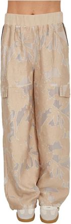 Liu Jo Wide Broeken - Dames - Wijde Broeken - Beige - S - Polyester - Broeken