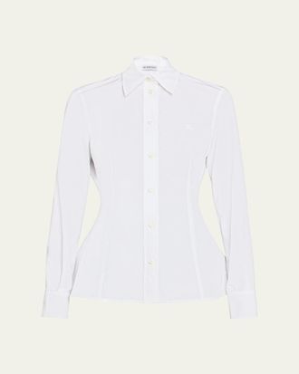 Burberry Eliza Poplin Peplum Button-Down Shirt