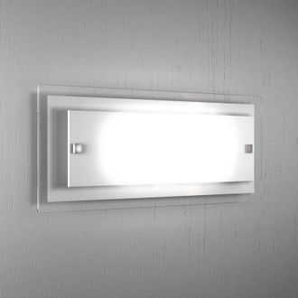 Top-Light Applique Moderna Tray Metallo e Vetro Bianco 2 Luci E27