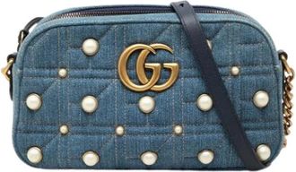 Gucci Pre-owned Denim Crossbody Bag - Dames - Vintage Schoudertas - Blauw - ONE Size - Denim - Vintage