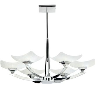 Loops Semi Flush Ceiling Light Chrome & Scavo Glass 6 Bulb Hanging Pendant Lamp Shade in Clear