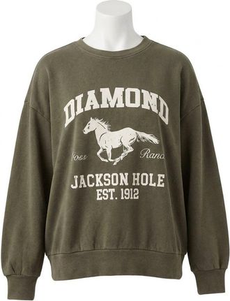 Z Supply Diamond Sunday Sweatshirt In Olive Green