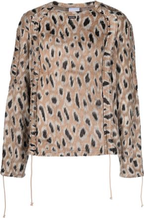 Bluemarble leopard-print brushed-finish jumper - men - Acrylic - S - Neutrals