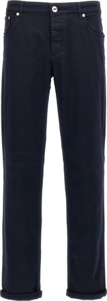 Brunello Cucinelli Navy Blue Solid Jeans