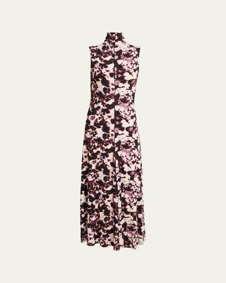 Proenza Schouler Valentina Floral Jersey Turtleneck Midi Dress