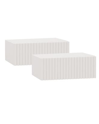 Deco Wood Set 2 mesitas de noche de madera maciza flotante blanco 40cm