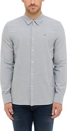 Mustang Langarmhemd MUSTANG Herren Style Edinburg, Herren, Gr. S, US-Gr&ouml;ssen, gr&uuml;n 6473, Twill, 100% Baumwolle, meliert, slim fit, Hemden Langarmhemd