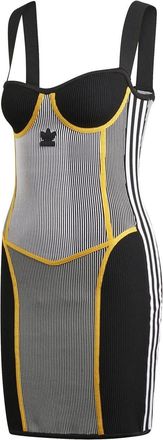 adidas Originals Womens Knit Sweetheart Neck Mini Corsetry Dress in Black - Size 8 UK