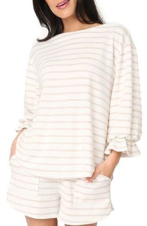 Gibsonlook Tatum Boat Neck Top in Oatmeal Stripe at Nordstrom Rack, Size Xx-Small