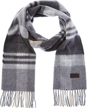 Hickey Freeman Hickey Freeman Patterned 100% Italian Cashmere Scarf for Men - Ultra-Soft Mens Winter Scarves, 66-Inches x 12-Inches, Grey With Camel Exploded Plaid, 
