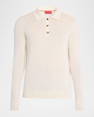Isaia Men & apos;s Wool-Silk Blend Polo Sweater
