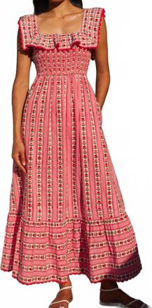 PINK CITY PRINTS Carrie Midi Dress In Alpine Rose