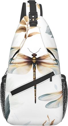 Generic Dragonfly On Plant With White Background Chest Bag With Zipper Crossbody Bag Anti Theft Sling Backpack For Women Runner Traveling