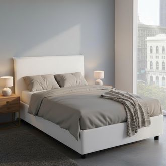Talamo Italia Dmora - Cama Matrimonial Dadorn, Cama Contenedor Con Revestimiento De Tela, 100% Made In Italy, Apertura Frontal, Adecuado Para Colch&oacute;n Cm 140x190, Bl