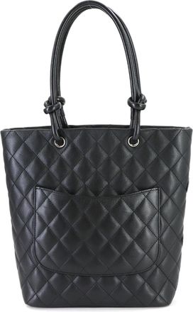 Chanel Black Leather Handbag Tote Bag (Pre-Owned)