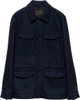 Prada buttoned safari jacket - men - Cashmere/Virgin Wool - 52 - Blue